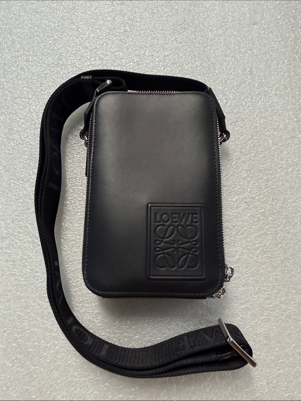 Loewe Black Embossed Leather Belt Bag